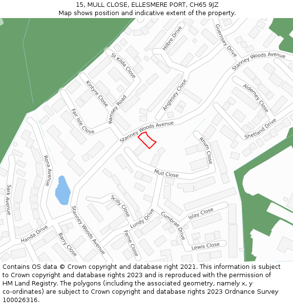 15, MULL CLOSE, ELLESMERE PORT, CH65 9JZ: Location map and indicative extent of plot