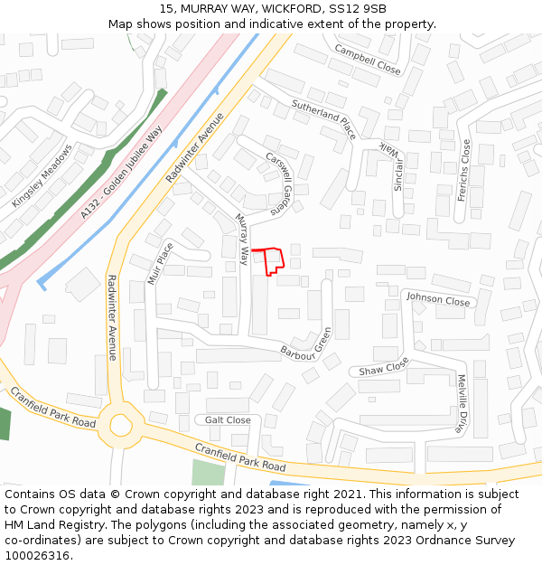 15, MURRAY WAY, WICKFORD, SS12 9SB: Location map and indicative extent of plot