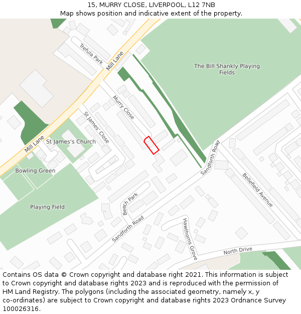 15, MURRY CLOSE, LIVERPOOL, L12 7NB: Location map and indicative extent of plot