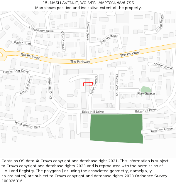 15, NASH AVENUE, WOLVERHAMPTON, WV6 7SS: Location map and indicative extent of plot