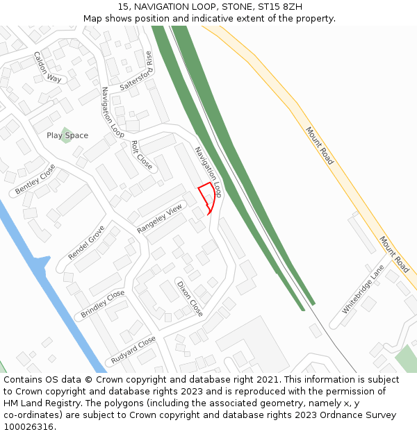 15, NAVIGATION LOOP, STONE, ST15 8ZH: Location map and indicative extent of plot