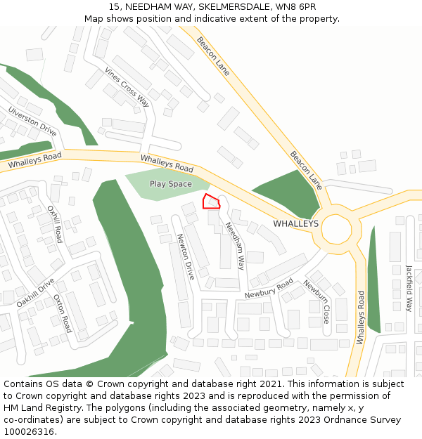 15, NEEDHAM WAY, SKELMERSDALE, WN8 6PR: Location map and indicative extent of plot