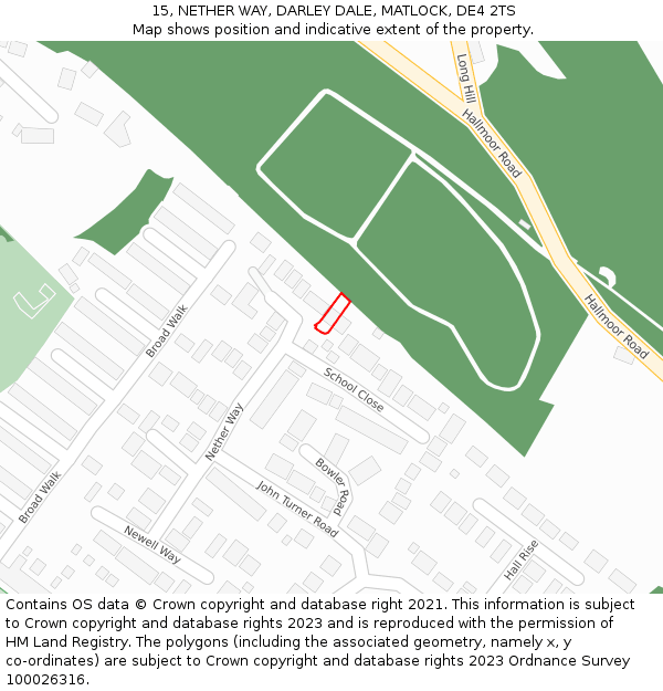 15, NETHER WAY, DARLEY DALE, MATLOCK, DE4 2TS: Location map and indicative extent of plot