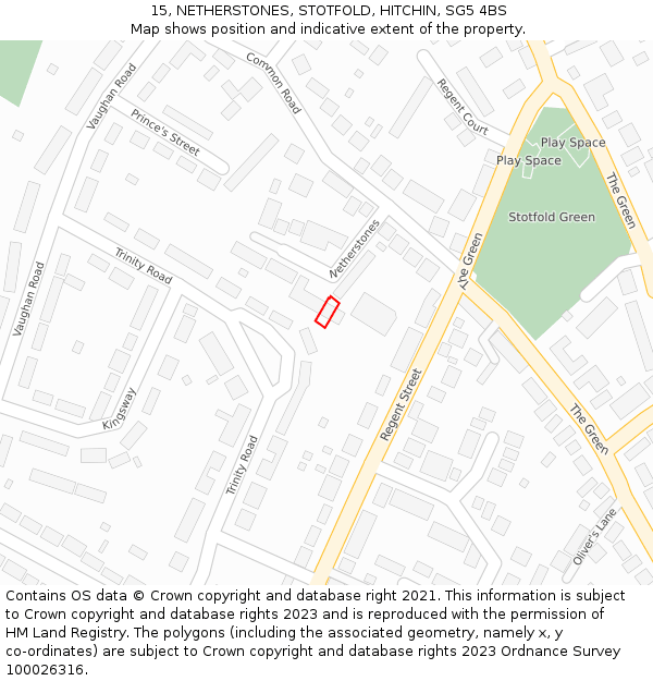 15, NETHERSTONES, STOTFOLD, HITCHIN, SG5 4BS: Location map and indicative extent of plot