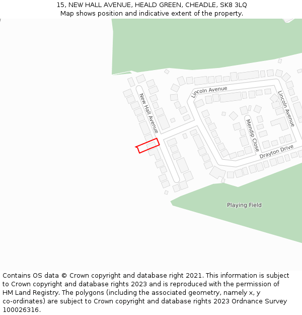 15, NEW HALL AVENUE, HEALD GREEN, CHEADLE, SK8 3LQ: Location map and indicative extent of plot