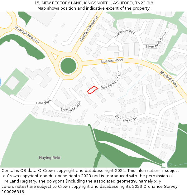 15, NEW RECTORY LANE, KINGSNORTH, ASHFORD, TN23 3LY: Location map and indicative extent of plot