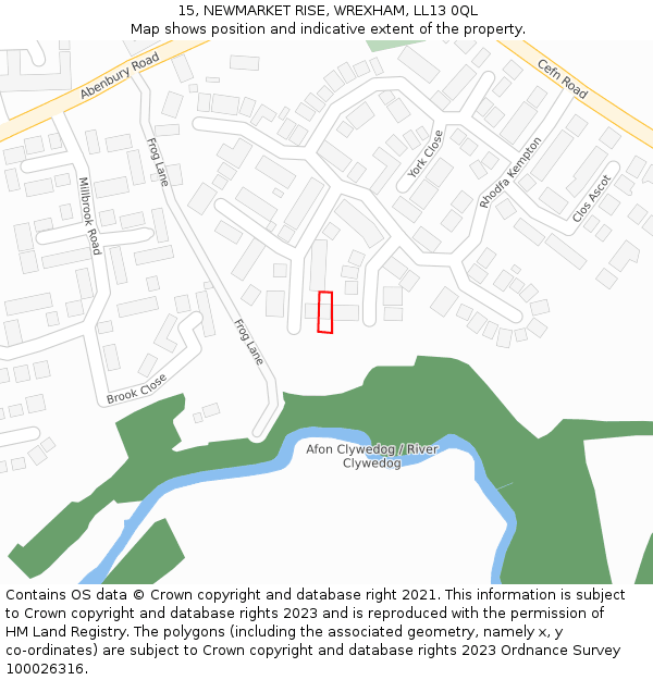 15, NEWMARKET RISE, WREXHAM, LL13 0QL: Location map and indicative extent of plot