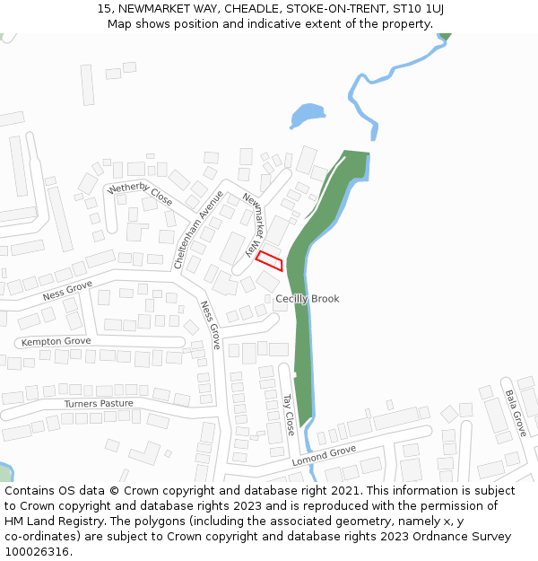 15, NEWMARKET WAY, CHEADLE, STOKE-ON-TRENT, ST10 1UJ: Location map and indicative extent of plot