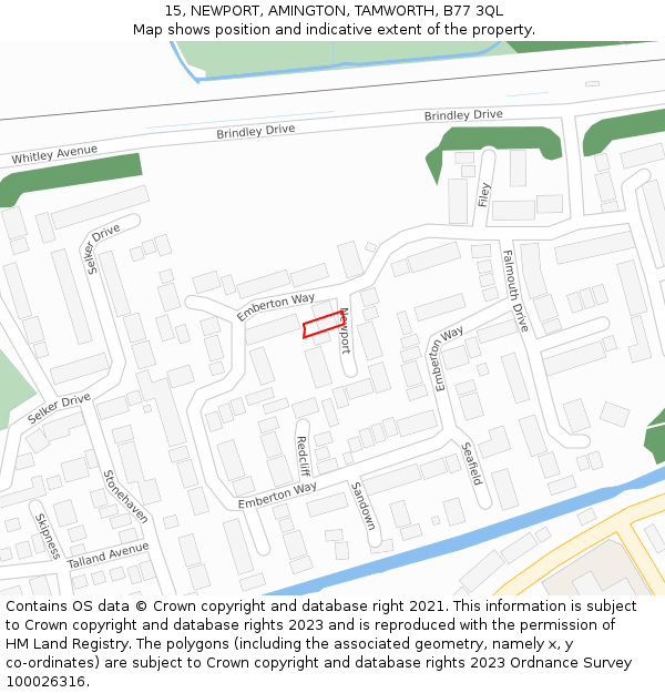 15, NEWPORT, AMINGTON, TAMWORTH, B77 3QL: Location map and indicative extent of plot