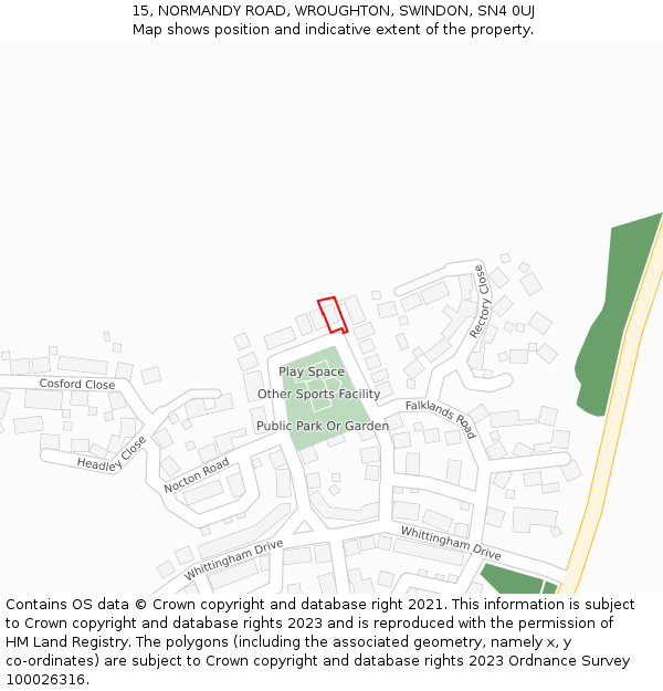 15, NORMANDY ROAD, WROUGHTON, SWINDON, SN4 0UJ: Location map and indicative extent of plot