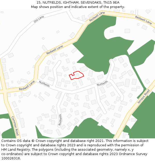 15, NUTFIELDS, IGHTHAM, SEVENOAKS, TN15 9EA: Location map and indicative extent of plot