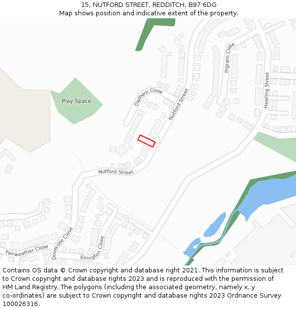 15, NUTFORD STREET, REDDITCH, B97 6DG: Location map and indicative extent of plot