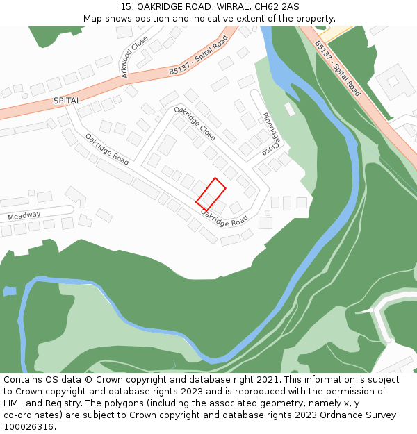 15, OAKRIDGE ROAD, WIRRAL, CH62 2AS: Location map and indicative extent of plot