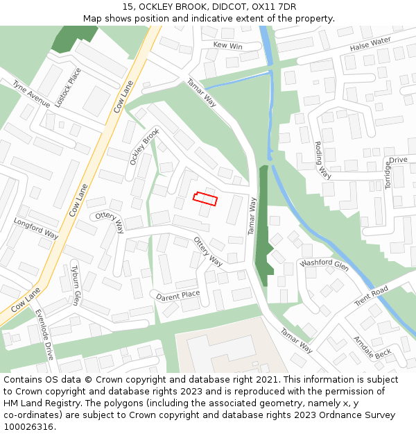 15, OCKLEY BROOK, DIDCOT, OX11 7DR: Location map and indicative extent of plot