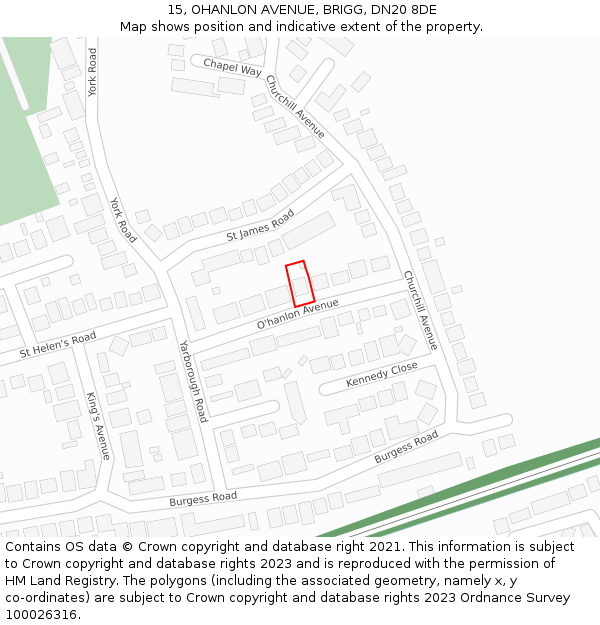 15, OHANLON AVENUE, BRIGG, DN20 8DE: Location map and indicative extent of plot