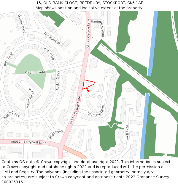 15, OLD BANK CLOSE, BREDBURY, STOCKPORT, SK6 1AF: Location map and indicative extent of plot