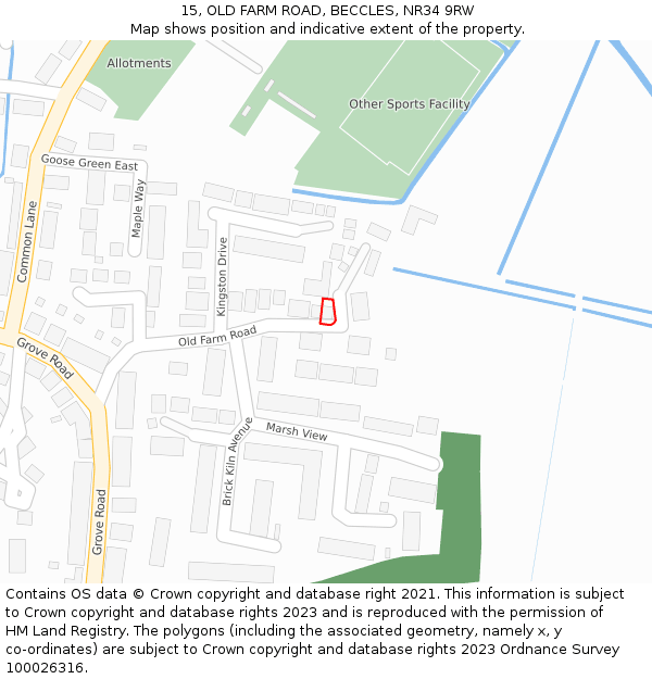 15, OLD FARM ROAD, BECCLES, NR34 9RW: Location map and indicative extent of plot