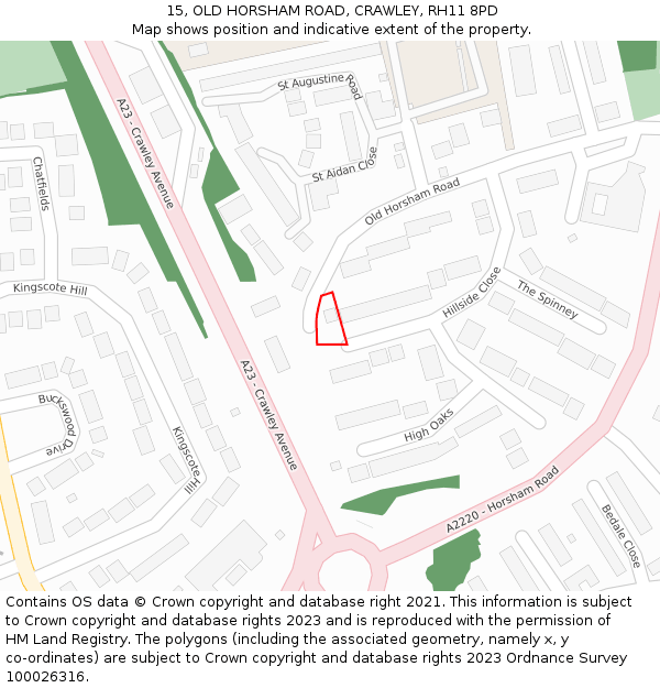 15, OLD HORSHAM ROAD, CRAWLEY, RH11 8PD: Location map and indicative extent of plot