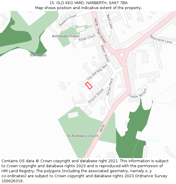 15, OLD KEG YARD, NARBERTH, SA67 7BA: Location map and indicative extent of plot