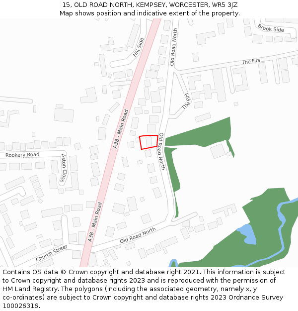 15, OLD ROAD NORTH, KEMPSEY, WORCESTER, WR5 3JZ: Location map and indicative extent of plot