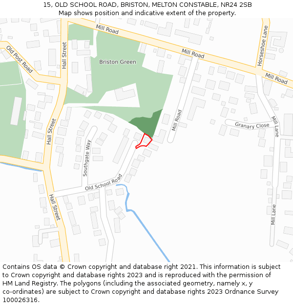 15, OLD SCHOOL ROAD, BRISTON, MELTON CONSTABLE, NR24 2SB: Location map and indicative extent of plot