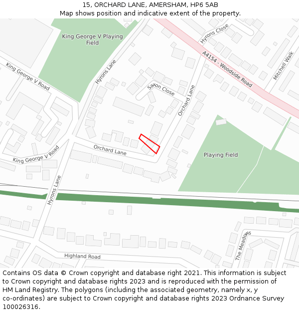 15, ORCHARD LANE, AMERSHAM, HP6 5AB: Location map and indicative extent of plot