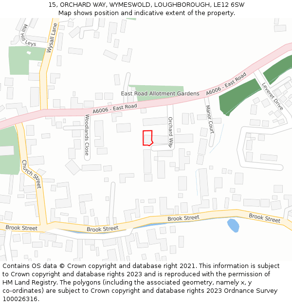 15, ORCHARD WAY, WYMESWOLD, LOUGHBOROUGH, LE12 6SW: Location map and indicative extent of plot