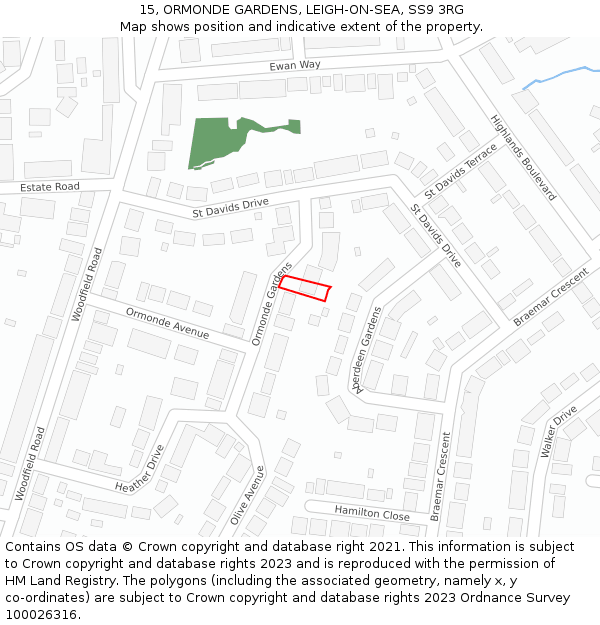 15, ORMONDE GARDENS, LEIGH-ON-SEA, SS9 3RG: Location map and indicative extent of plot