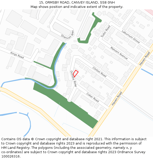 15, ORMSBY ROAD, CANVEY ISLAND, SS8 0NH: Location map and indicative extent of plot