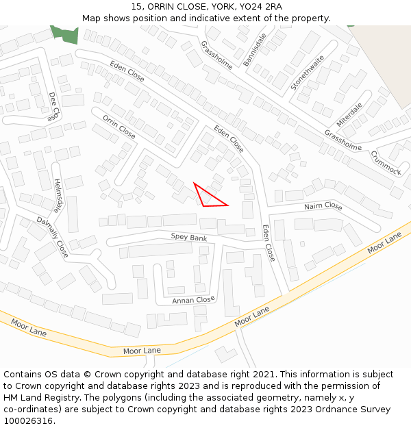 15, ORRIN CLOSE, YORK, YO24 2RA: Location map and indicative extent of plot