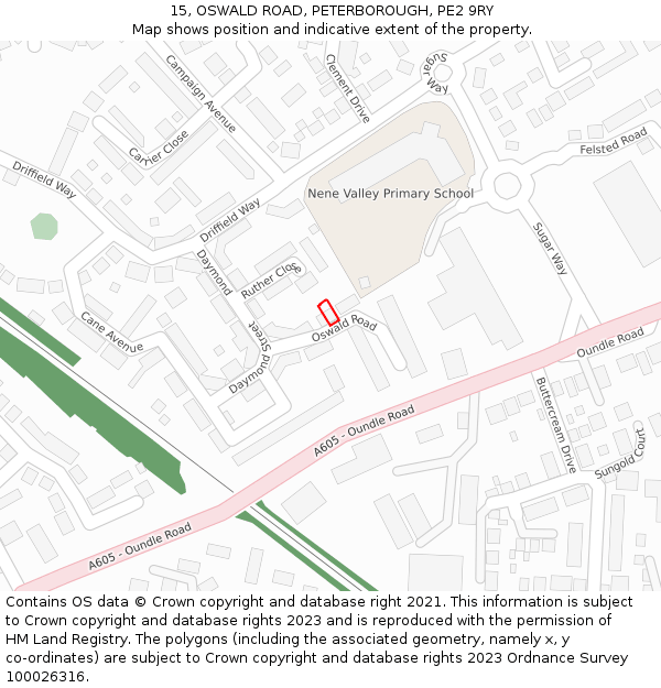 15, OSWALD ROAD, PETERBOROUGH, PE2 9RY: Location map and indicative extent of plot