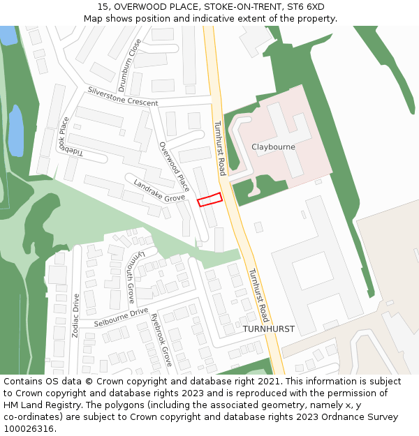 15, OVERWOOD PLACE, STOKE-ON-TRENT, ST6 6XD: Location map and indicative extent of plot