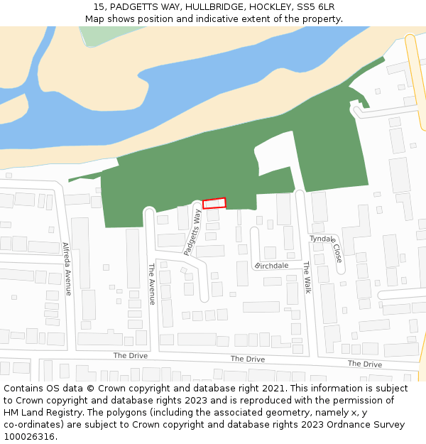 15, PADGETTS WAY, HULLBRIDGE, HOCKLEY, SS5 6LR: Location map and indicative extent of plot