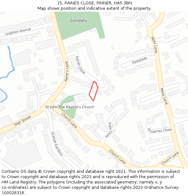 15, PAINES CLOSE, PINNER, HA5 3BN: Location map and indicative extent of plot