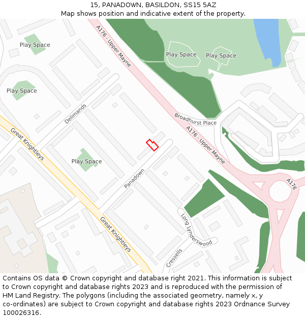 15, PANADOWN, BASILDON, SS15 5AZ: Location map and indicative extent of plot