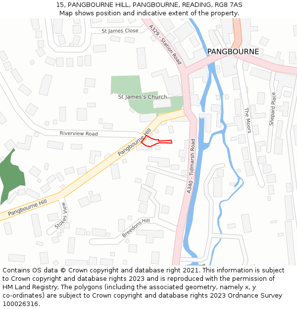 15, PANGBOURNE HILL, PANGBOURNE, READING, RG8 7AS: Location map and indicative extent of plot