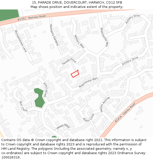 15, PARADE DRIVE, DOVERCOURT, HARWICH, CO12 5FB: Location map and indicative extent of plot