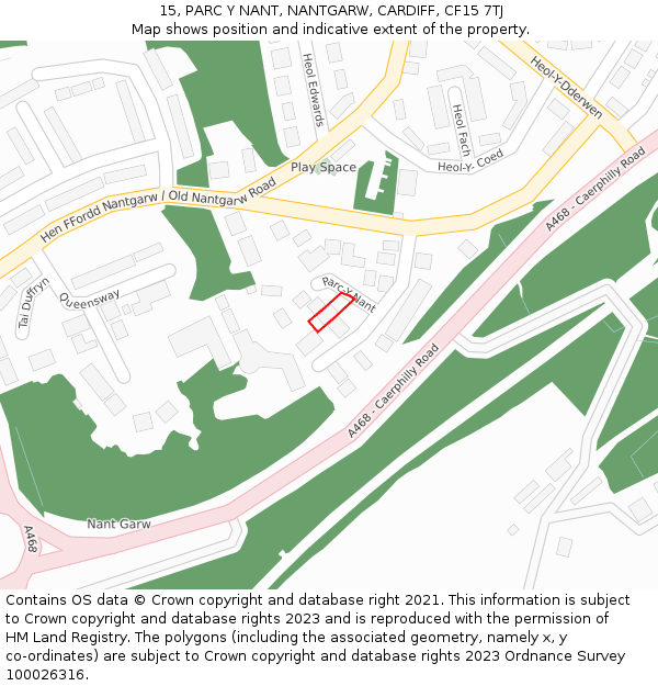 15, PARC Y NANT, NANTGARW, CARDIFF, CF15 7TJ: Location map and indicative extent of plot