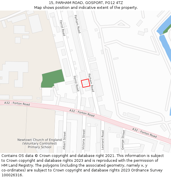 15, PARHAM ROAD, GOSPORT, PO12 4TZ: Location map and indicative extent of plot