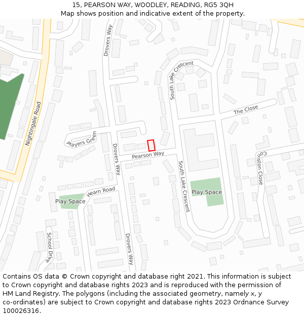 15, PEARSON WAY, WOODLEY, READING, RG5 3QH: Location map and indicative extent of plot