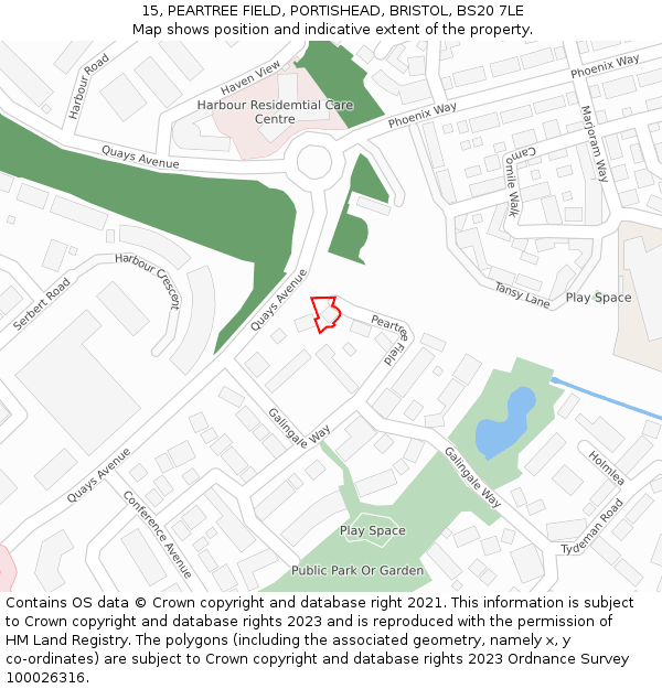 15, PEARTREE FIELD, PORTISHEAD, BRISTOL, BS20 7LE: Location map and indicative extent of plot