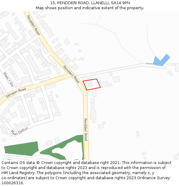 15, PENDDERI ROAD, LLANELLI, SA14 9PN: Location map and indicative extent of plot