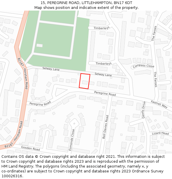 15, PEREGRINE ROAD, LITTLEHAMPTON, BN17 6DT: Location map and indicative extent of plot