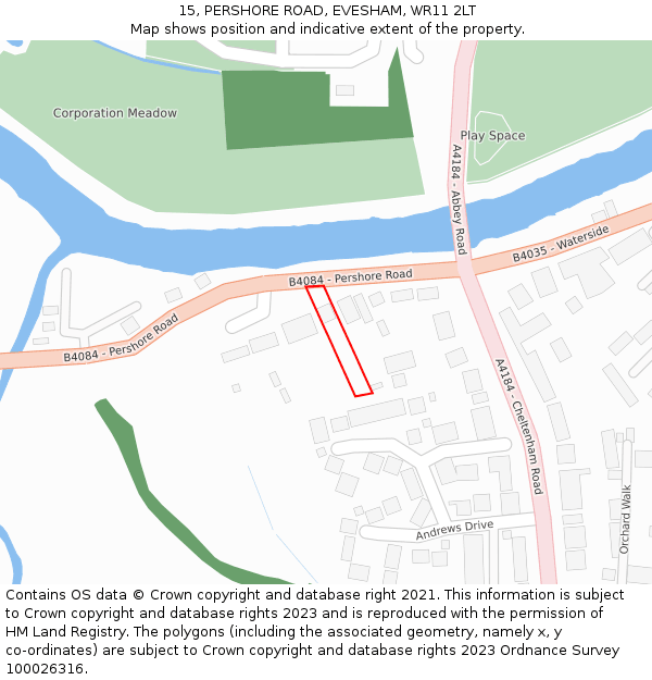 15, PERSHORE ROAD, EVESHAM, WR11 2LT: Location map and indicative extent of plot