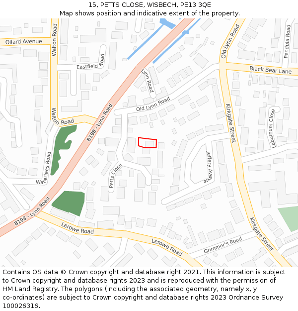 15, PETTS CLOSE, WISBECH, PE13 3QE: Location map and indicative extent of plot