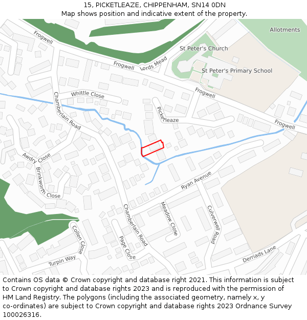 15, PICKETLEAZE, CHIPPENHAM, SN14 0DN: Location map and indicative extent of plot