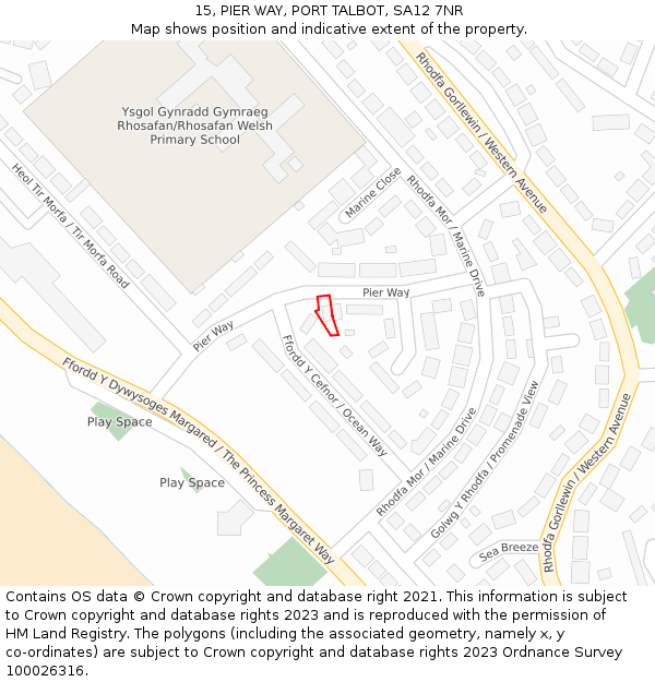 15, PIER WAY, PORT TALBOT, SA12 7NR: Location map and indicative extent of plot