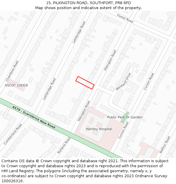 15, PILKINGTON ROAD, SOUTHPORT, PR8 6PD: Location map and indicative extent of plot