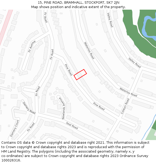 15, PINE ROAD, BRAMHALL, STOCKPORT, SK7 2JN: Location map and indicative extent of plot