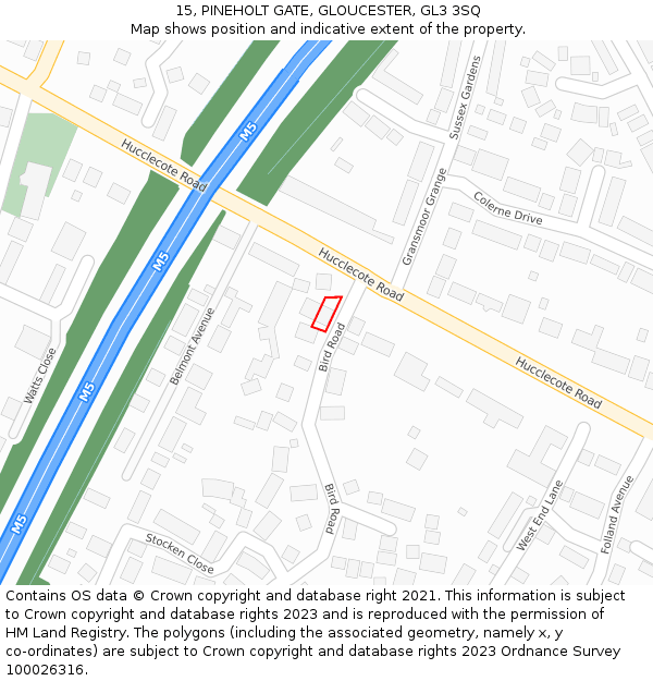 15, PINEHOLT GATE, GLOUCESTER, GL3 3SQ: Location map and indicative extent of plot